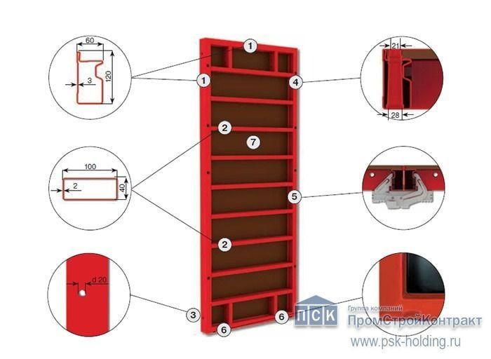 Щит линейный стальной 0,70х3,00 опалубочной системы PSK-DELTA (профиль 3 мм)