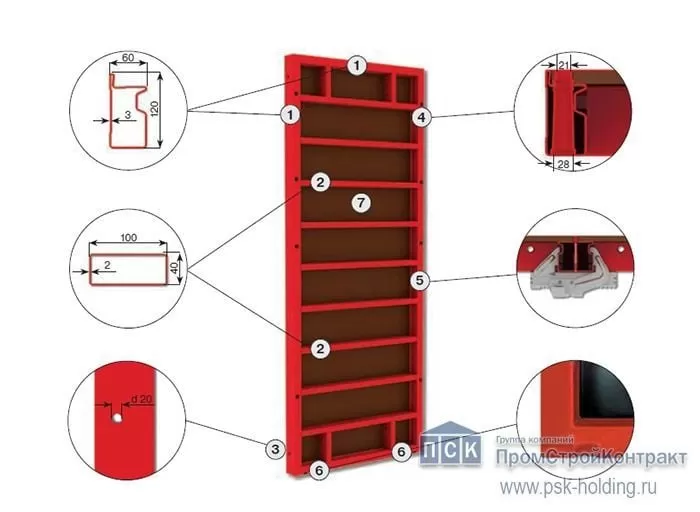 Щит линейный стальной 1,00х3,00 опалубочной системы PSK-DELTA (профиль 3 мм)